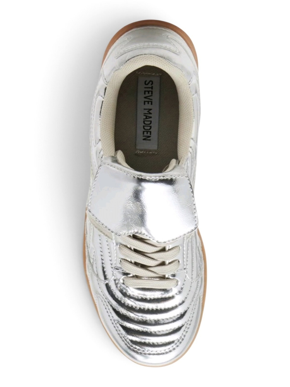 Steve Madden Madrid Silver Metallic Gum Sole Sneakers NWT Size 8 - Picture 4 of 8